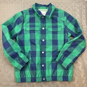 Cat & Jack Boys Green and Blue Plaid Raincoat ~ 8/10